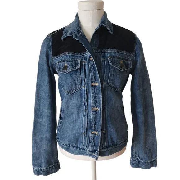 GAP Icon Denim jacket with black velvet patches - Picture 1 of 9
